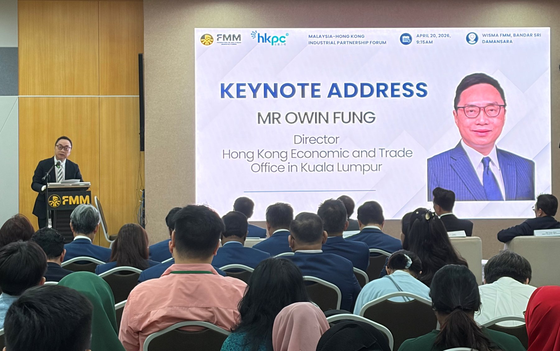 Owin Fung speaking at the Malaysia-Hong Kong Industrial Forum